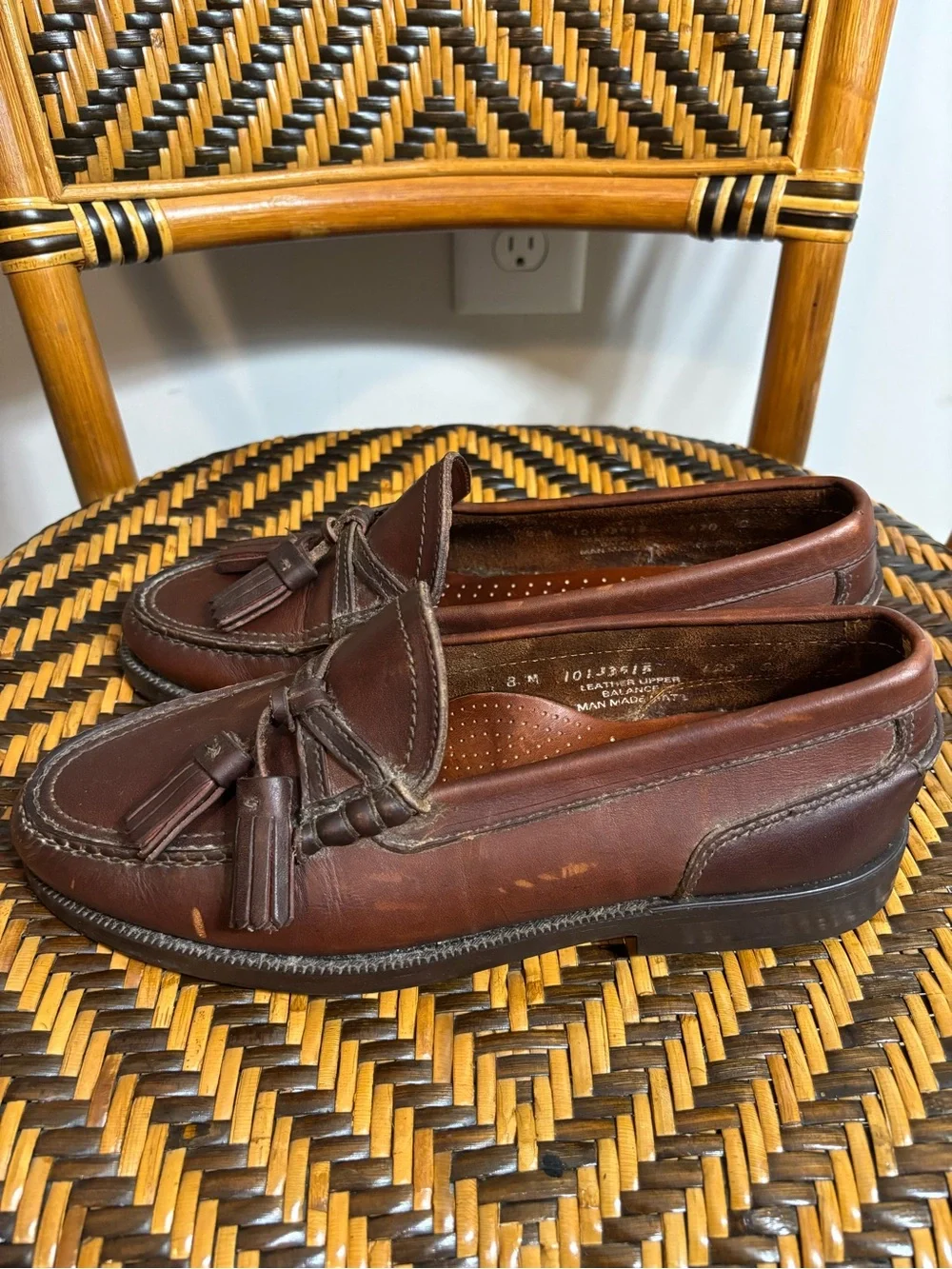 Bass Brown Leather Tassel Loafers Business Casual Preppy 8M